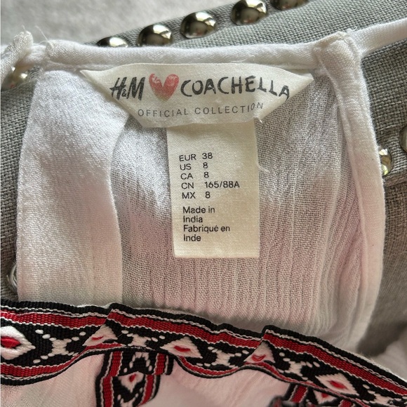 H&M Coachella Official Collection Boho Tank White Tassel Fringe  Size 8 - Picture 5 of 10
